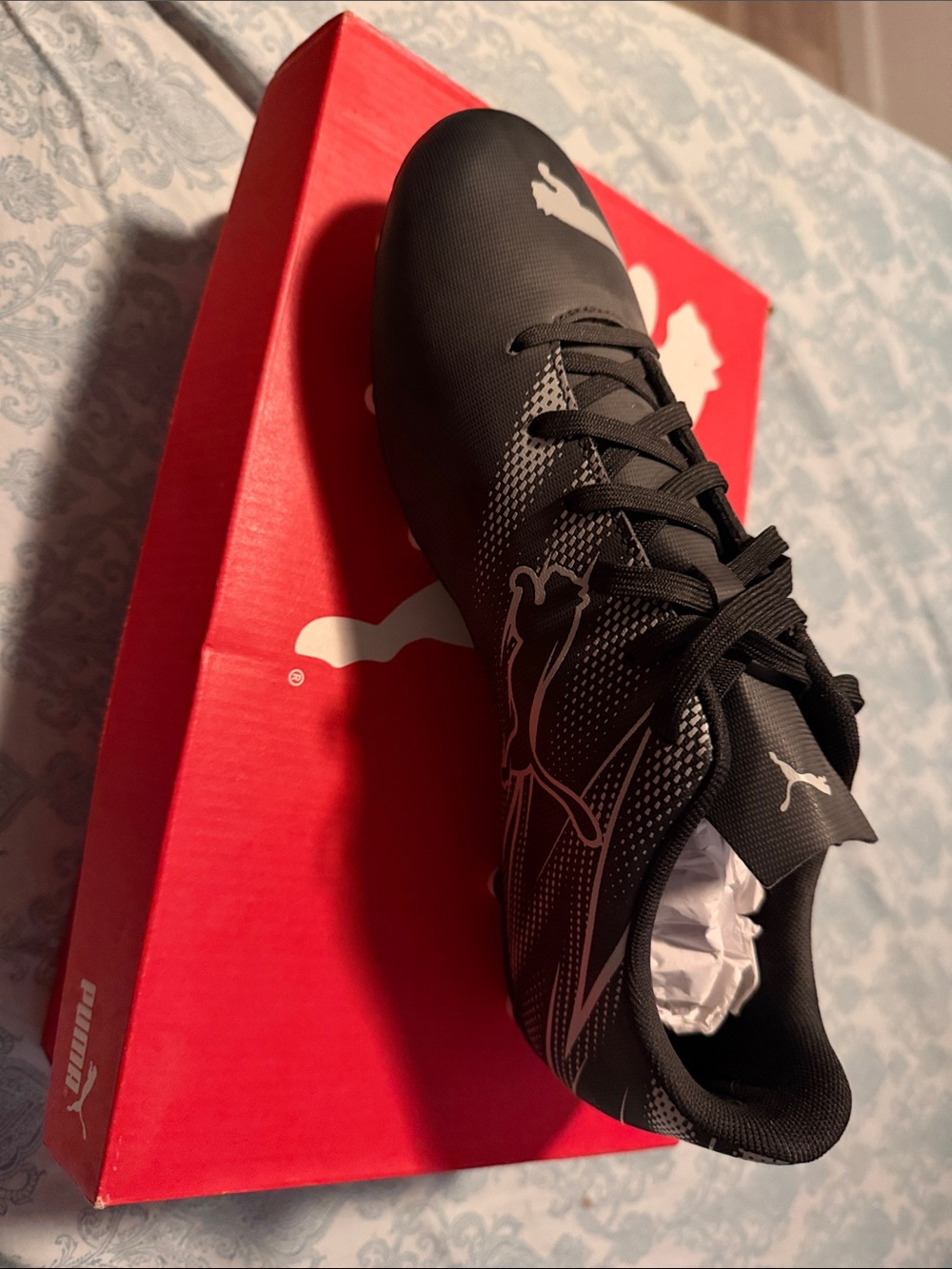 Puma Men’s Black Athletic Soccer Cleats with White Logo